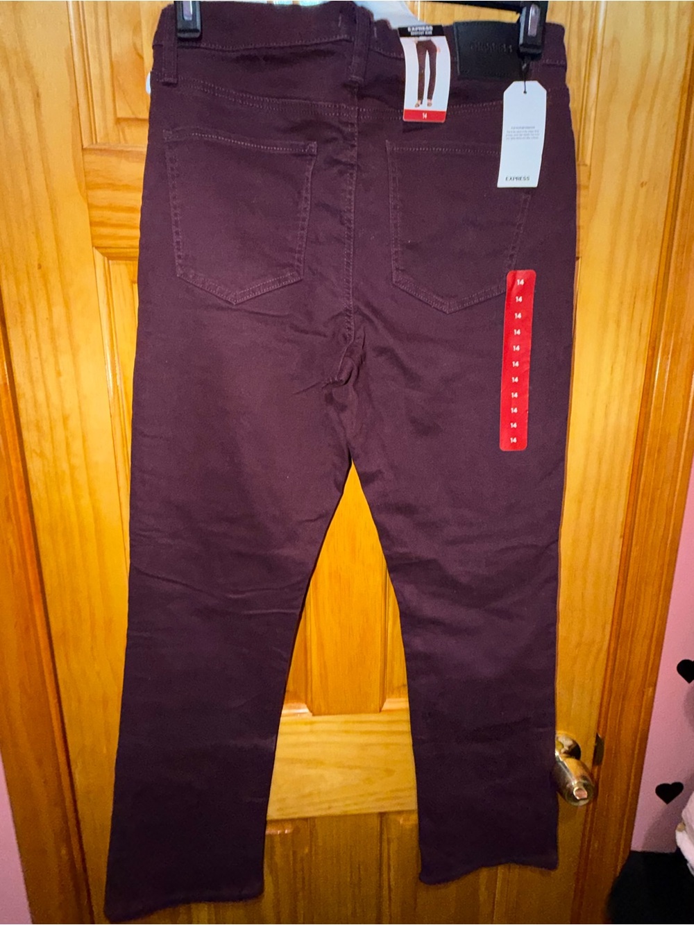 Express Men's Bootcut Jeans in Deep Plum - Picture 2 of 3